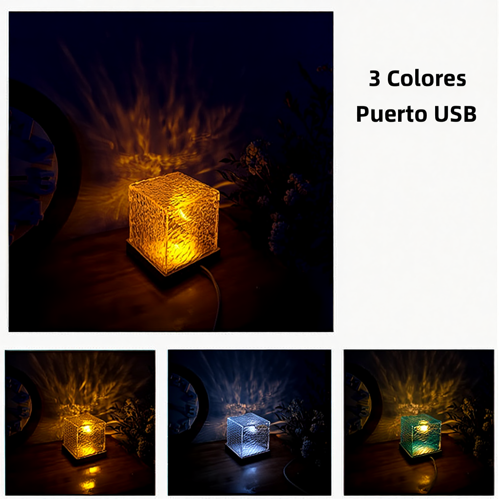 Dynamic Rotating Water Ripple Projector Night Light 3/16 Colors Flame Crystal Lamp for Living Room Study Bedroom Rotating Light